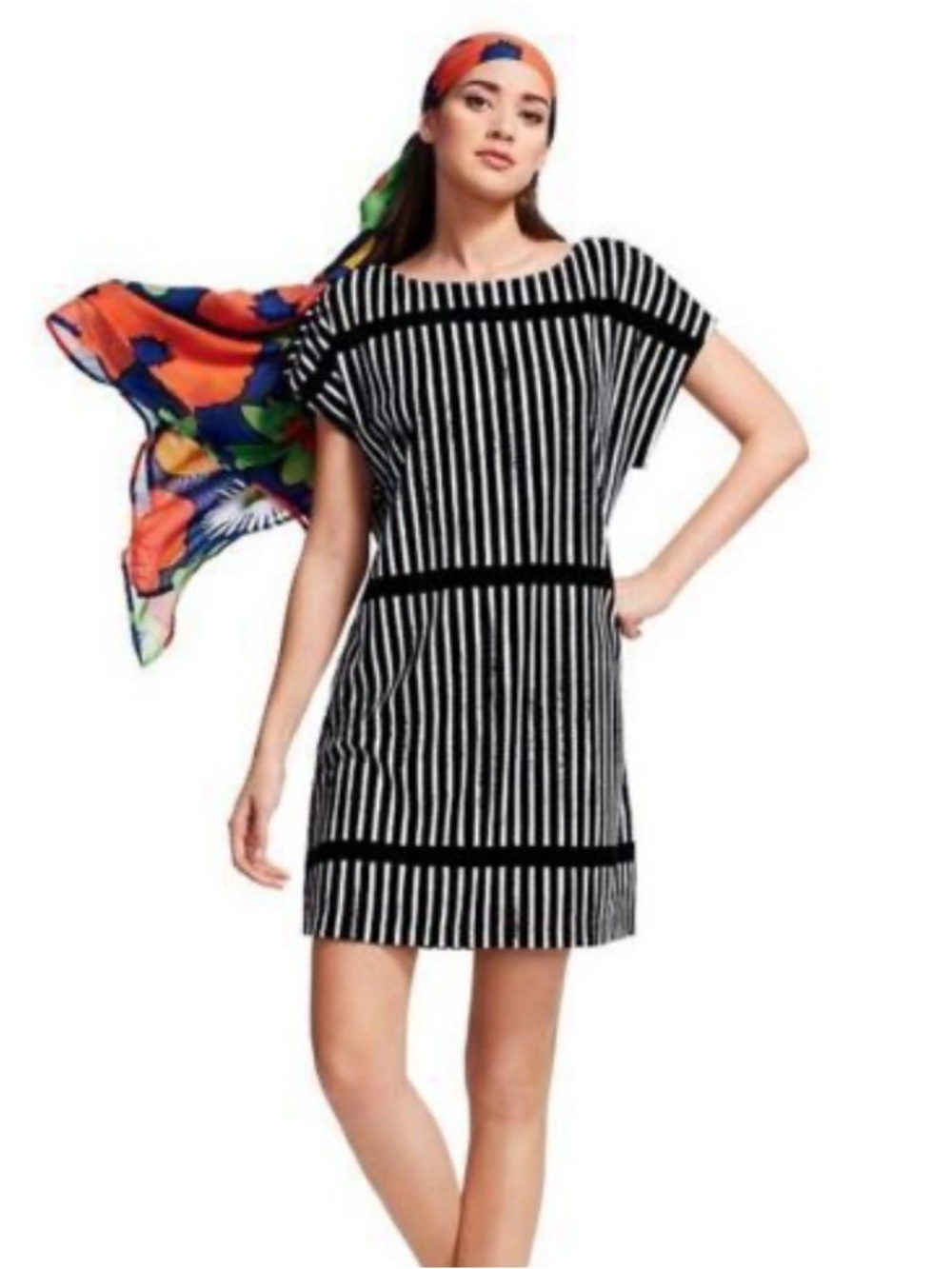 Marimekko x Target Black & White Striped Tunic Terry Beach Coverup Dress Sz XS